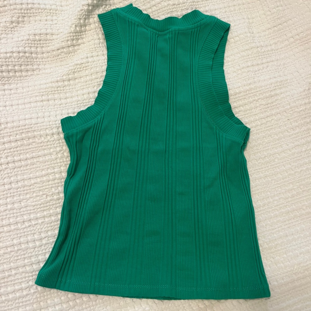 Zara Green Ribbed Sleeveless Tank Top